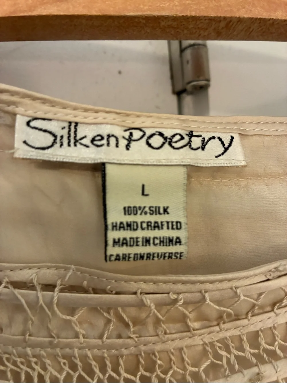 Silken Poetry Silk Crochet Coquette Boho Skirt 100% Silk L